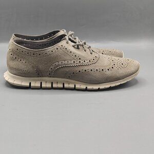 Cole Haan Zerogrand D44059 Gray Perforated Wingtip Oxford Shoes
